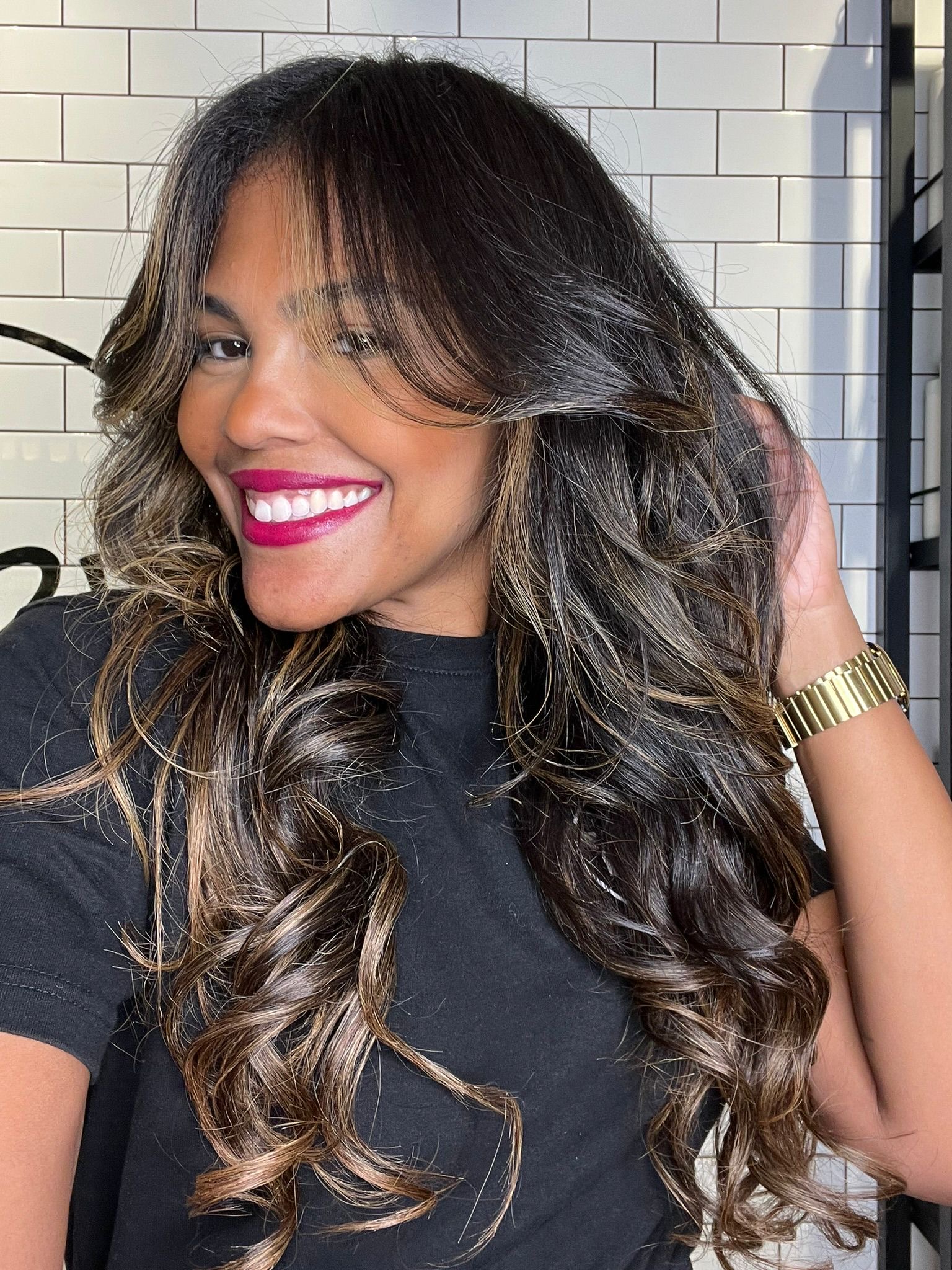 Beachy balayage waves with lots of body
